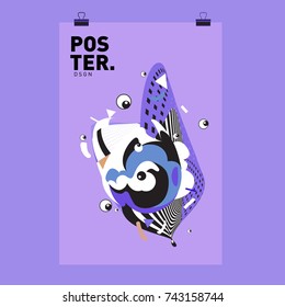 Abstract  Colorful Curvy Liquid Cover and Poster Design Template. Flat Line Shape and Pattern Layout Design Template.