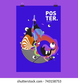 Abstract  Colorful Curvy Liquid Cover and Poster Design Template. Flat Line Shape and Pattern Layout Design Template.