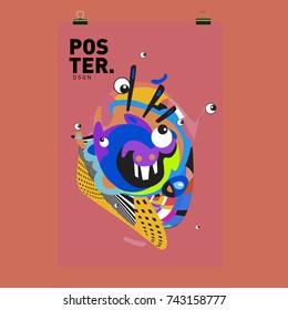 Abstract  Colorful Curvy Liquid Cover and Poster Design Template. Flat Line Shape and Pattern Layout Design Template.