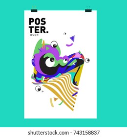 Abstract  Colorful Curvy Liquid Cover and Poster Design Template. Flat Line Shape and Pattern Layout Design Template.