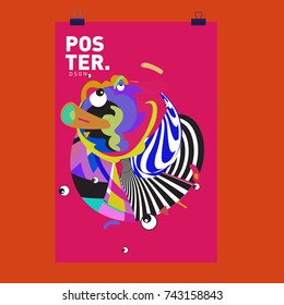 Abstract  Colorful Curvy Liquid Cover and Poster Design Template. Flat Line Shape and Pattern Layout Design Template.