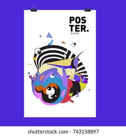 Abstract  Colorful Curvy Liquid Cover and Poster Design Template. Flat Line Shape and Pattern Layout Design Template.