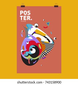 Abstract  Colorful Curvy Liquid Cover and Poster Design Template. Flat Line Shape and Pattern Layout Design Template.