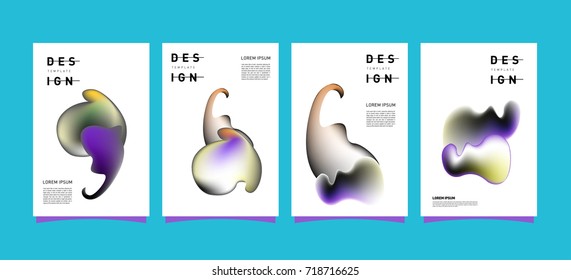 Abstract  Colorful curvy liquid covers and poster set. Bubble shapes layout design composition and template.