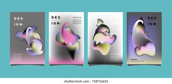 Abstract  Colorful curvy liquid covers and poster set. Bubble shapes layout design composition and template.