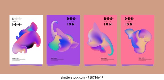 Abstract  Colorful curvy liquid covers and poster set. Bubble shapes layout design composition and template.