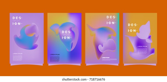 Abstract  Colorful curvy liquid covers and poster set. Bubble shapes layout design composition and template.