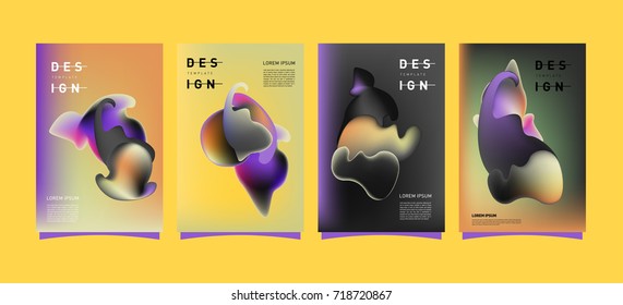 Abstract  Colorful curvy liquid covers and poster set. Bubble shapes layout design composition and template.