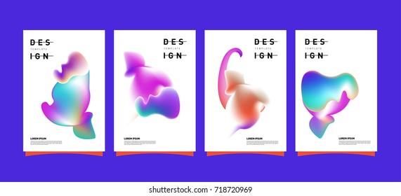 Abstract  Colorful curvy liquid covers and poster set. Bubble shapes layout design composition and template.