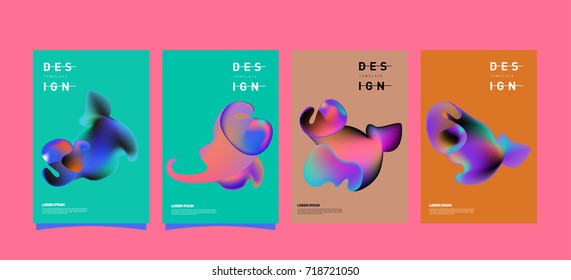 Abstract  Colorful curvy liquid covers and poster set. Bubble shapes layout design composition and template.