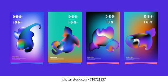 Abstract  Colorful curvy liquid covers and poster set. Bubble shapes layout design composition and template.
