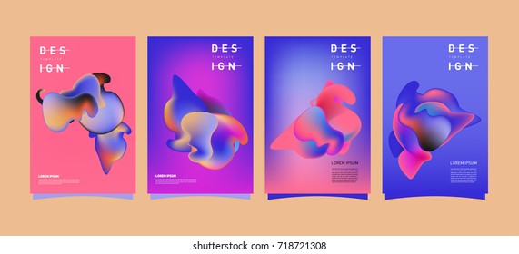 Abstract  Colorful curvy liquid covers and poster set. Bubble shapes layout design composition and template.