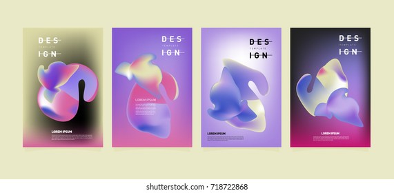 Abstract  Colorful curvy liquid covers and poster set. Bubble shapes layout design composition and template.