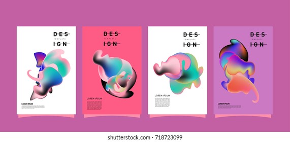Abstract  Colorful curvy liquid covers and poster set. Bubble shapes layout design composition and template.