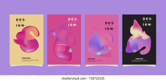 Abstract  Colorful curvy liquid covers and poster set. Bubble shapes layout design composition and template.