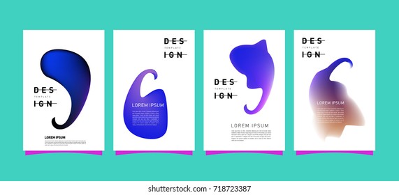 Abstract  Colorful curvy liquid covers and poster set. Bubble shapes layout design composition and template.