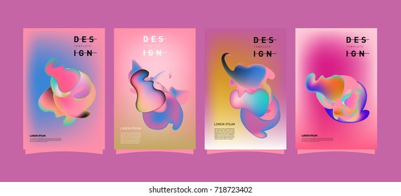 Abstract  Colorful curvy liquid covers and poster set. Bubble shapes layout design composition and template.