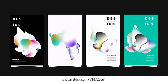Abstract  Colorful curvy liquid covers and poster set. Bubble shapes layout design composition and template.