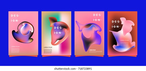 Abstract  Colorful curvy liquid covers and poster set. Bubble shapes layout design composition and template.