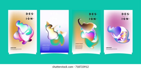 Abstract  Colorful curvy liquid covers and poster set. Bubble shapes layout design composition and template.