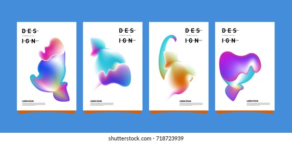 Abstract  Colorful curvy liquid covers and poster set. Bubble shapes layout design composition and template.