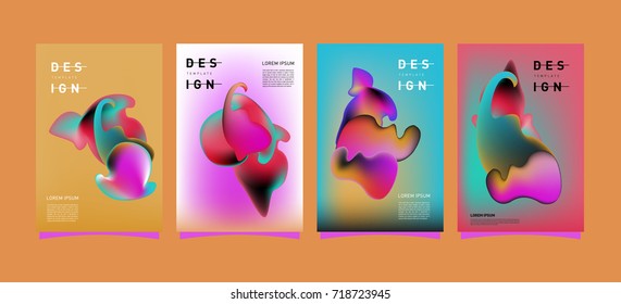 Abstract  Colorful curvy liquid covers and poster set. Bubble shapes layout design composition and template.