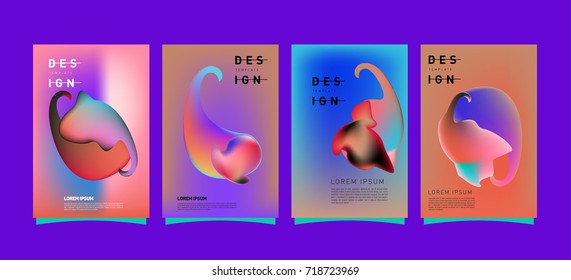 Abstract  Colorful curvy liquid covers and poster set. Bubble shapes layout design composition and template.