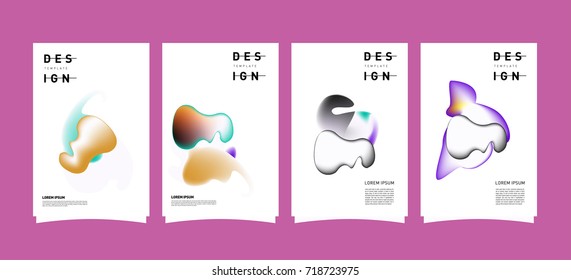 Abstract  Colorful curvy liquid covers and poster set. Bubble shapes layout design composition and template.