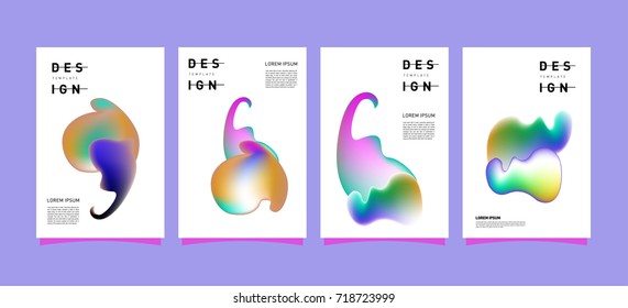 Abstract  Colorful curvy liquid covers and poster set. Bubble shapes layout design composition and template.