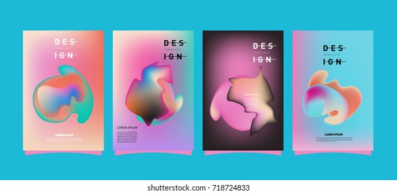 Abstract  Colorful curvy liquid covers and poster set. Bubble shapes layout design composition and template.