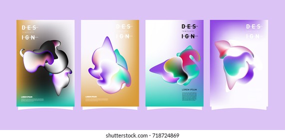 Abstract  Colorful curvy liquid covers and poster set. Bubble shapes layout design composition and template.