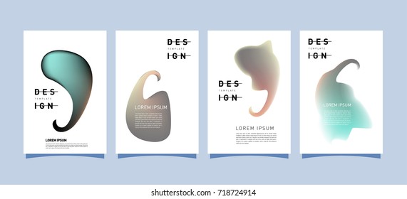 Abstract  Colorful curvy liquid covers and poster set. Bubble shapes layout design composition and template.