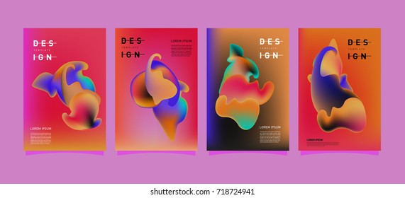 Abstract  Colorful curvy liquid covers and poster set. Bubble shapes layout design composition and template.