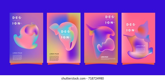 Abstract  Colorful curvy liquid covers and poster set. Bubble shapes layout design composition and template.