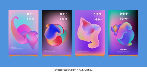 Abstract  Colorful curvy liquid covers and poster set. Bubble shapes layout design composition and template.