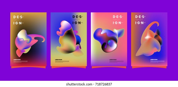Abstract  Colorful curvy liquid covers and poster set. Bubble shapes layout design composition and template.