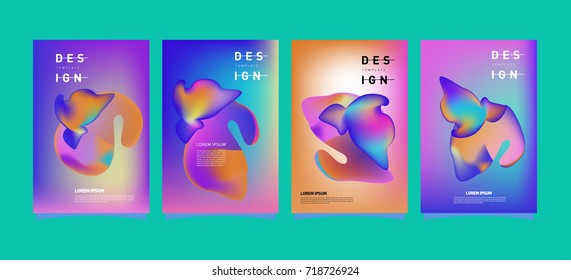 Abstract  Colorful curvy liquid covers and poster set. Bubble shapes layout design composition and template.