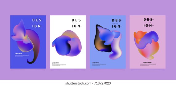 Abstract  Colorful curvy liquid covers and poster set. Bubble shapes layout design composition and template.