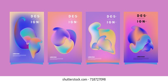 Abstract  Colorful curvy liquid covers and poster set. Bubble shapes layout design composition and template.
