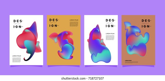 Abstract  Colorful curvy liquid covers and poster set. Bubble shapes layout design composition and template.