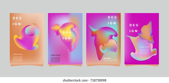 Abstract  Colorful curvy liquid covers and poster set. Bubble shapes layout design composition and template.
