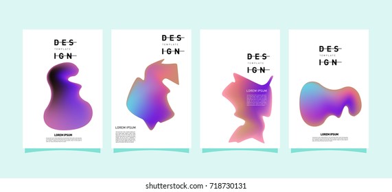 Abstract  Colorful curvy liquid covers and poster set. Bubble shapes layout design composition and template.