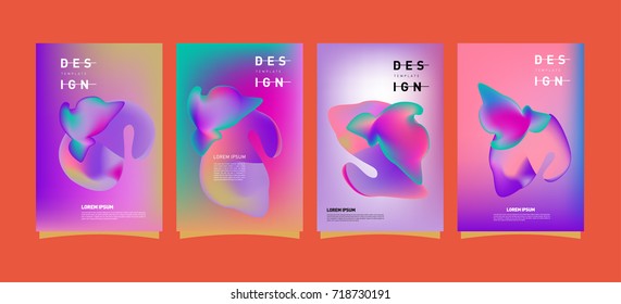 Abstract  Colorful curvy liquid covers and poster set. Bubble shapes layout design composition and template.