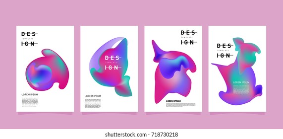 Abstract  Colorful curvy liquid covers and poster set. Bubble shapes layout design composition and template.