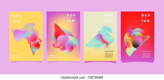 Abstract  Colorful curvy liquid covers and poster set. Bubble shapes layout design composition and template.