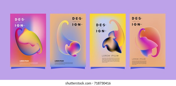 Abstract  Colorful curvy liquid covers and poster set. Bubble shapes layout design composition and template.