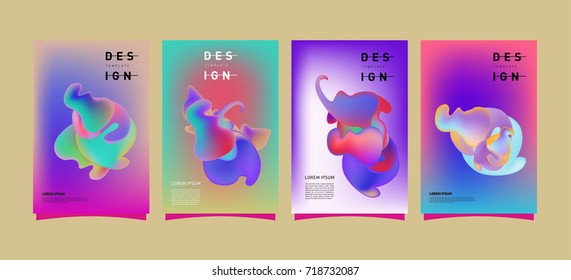 Abstract  Colorful curvy liquid covers and poster set. Bubble shapes layout design composition and template.