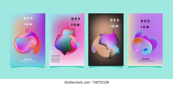 Abstract  Colorful curvy liquid covers and poster set. Bubble shapes layout design composition and template.