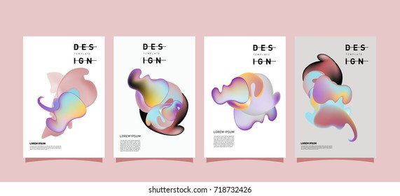 Abstract  Colorful curvy liquid covers and poster set. Bubble shapes layout design composition and template.