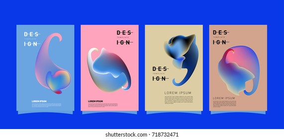 Abstract  Colorful curvy liquid covers and poster set. Bubble shapes layout design composition and template.